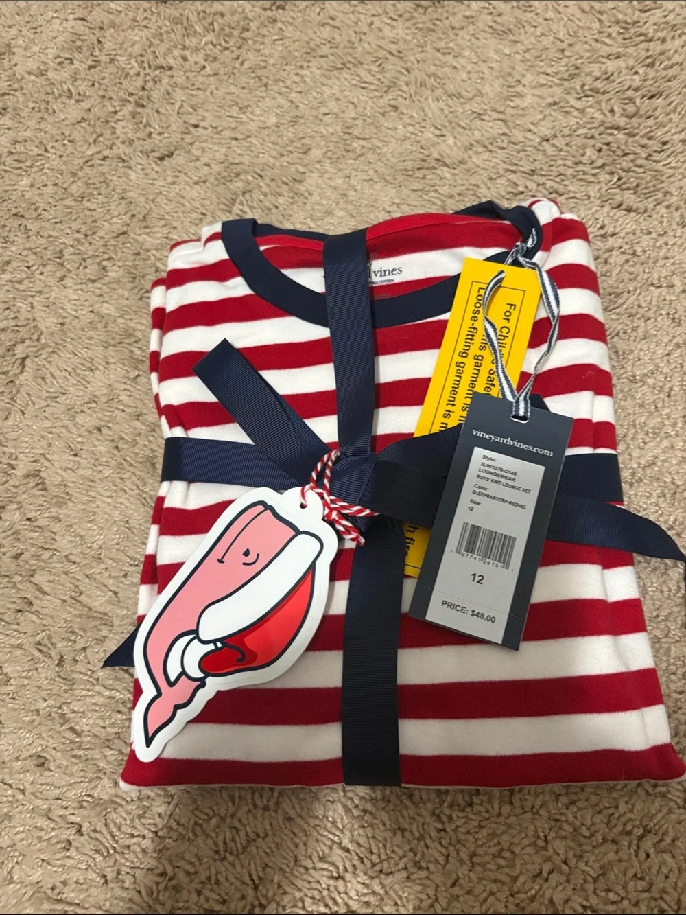 Vineyard Vines Red, White & Navy Striped Kids Pajama Set